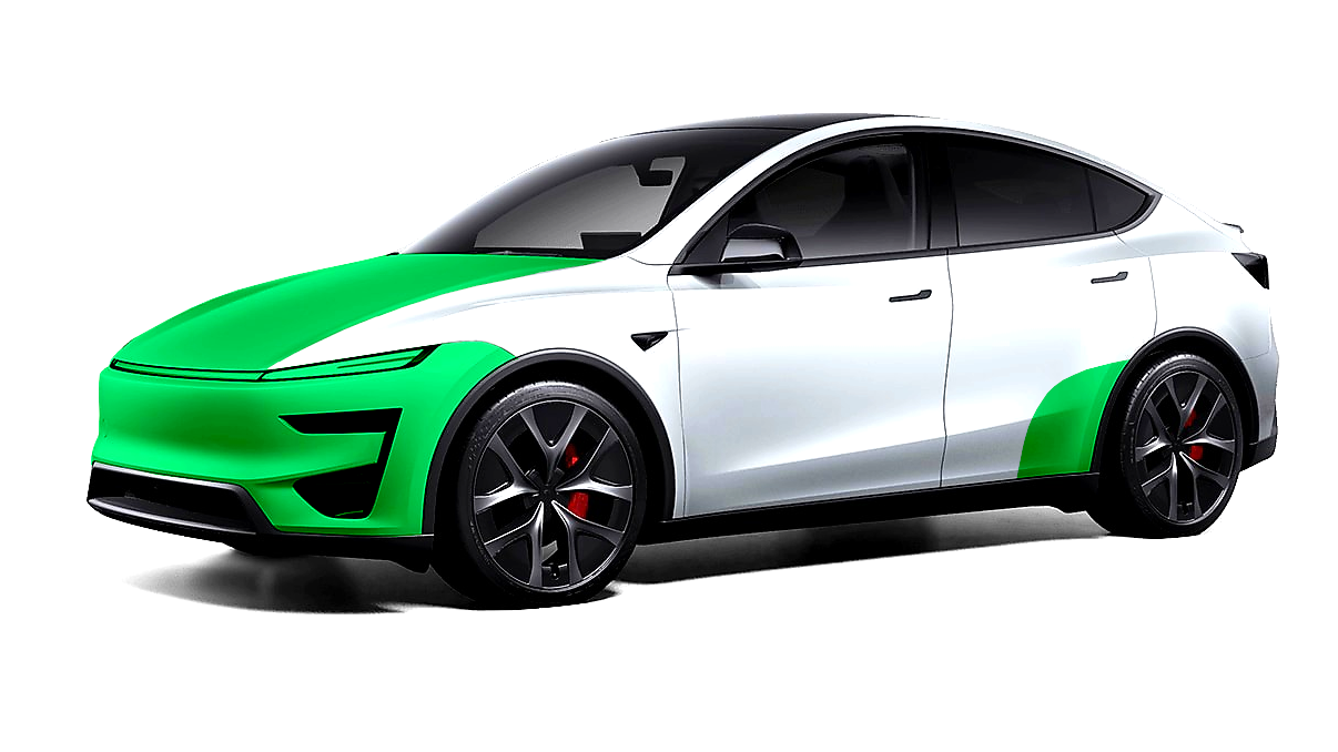 Delvis front PPF lakbeskyttelse på Tesla Model Y